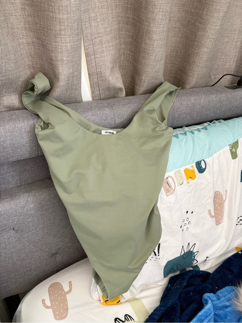 Cotton On Sage Green Swim One-Piece with Knotted Straps